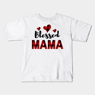 Blessed Mama in Buffalo Plaid Kids T-Shirt